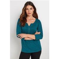 Long Tall Sally Women's Tall Henley Top in Teal | Size: 10