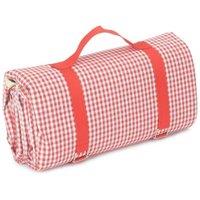 Red Hamper Blue & White Gingham Picnic Blanket in Red