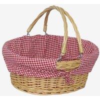 Red Hamper Cotton Lined Swing Handle Shopping Basket in Light Red