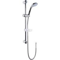 Balterley Round Slide Rail Shower Kit, Multi Function Head & Outlet Elbow Chrome in Silver