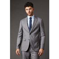 Burton Men's Mid Grey Sharkskin Slim Fit Suit Jacket | Size: 46R