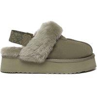 EverAu Australia Women's Real Sheepskin Wagtail Removable Strap Platform Slippers with EVA Sole in Dark Olive | Size: 8