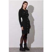 Star by Julien Macdonald Women's Button Detail Cable Knit Dress in Black | Size: 22-24