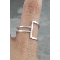 Otis Jaxon London Women's Sterling Silver Geometric Ring | Size: P