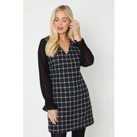 Oasis Women's Petite Chiffon Sleeve Check Boucle Dress in Black | Size: 8
