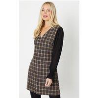 Oasis Women's Petite Chiffon Sleeve Check Boucle Dress in Blue | Size: 8