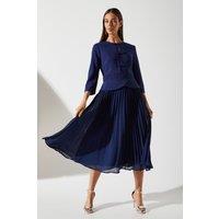 Crepe Pleat Lace Dress