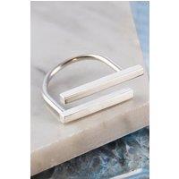 Otis Jaxon London Women's Horizontal Bar Geometric Silver Ring | Size: N
