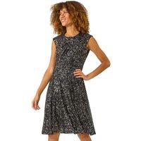 Roman Women's Sequin Twist Front Stretch Dress in Black | Size: 16