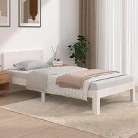 Bed Frame White Solid Wood 90x190 cm Single