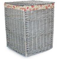 Red Hamper Grey Wash Square Laundry Basket with Garden Rose Lining | Size: Small