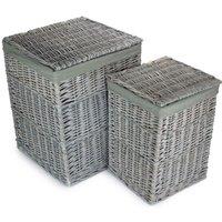 Red Hamper Grey Wash Square Laundry Basket with Grey Sage Lining | Size: 2 Pack