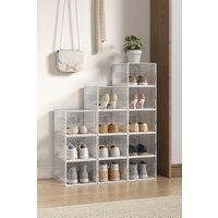 H&O Direct 12 Pack Plastic Shoe Storage Box in White