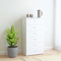 Berkfield Home Sideboard with 6 Drawers White 50x34x96 cm Engineered Wood | Size: 50 x 34 x 96 cm