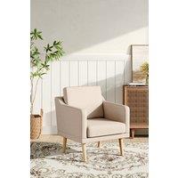 Linen Fabric Upholstered Padded Armchair for Home and Office