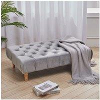 Light Grey Rectangular Button-tufted Velvet Footstool