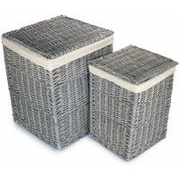 Grey Wash Square Laundry Basket with White Lining