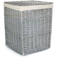 Red Hamper Grey Wash Square Laundry Basket with White Lining | Size: Large