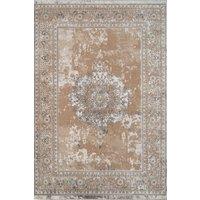 Kukoon Beige Modern Abstract Geometric & Distresssed Vintage Style Living Room Area Rugs & Runners in Taupe | Size: 60 cm x 240 cm