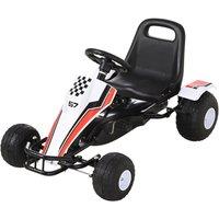 HOMCOM Child's Racing-Style Pedal Go Kart with Brake Gears Steering Wheel in White
