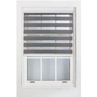 Furnished Dark Grey Day & Night Roller Blinds - Zebra Blind Dim or Translucent Vision Roller Shades for Windows & Doors - Dual Layer Fabric