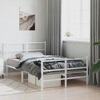 Metal Bed Frame without Mattress with FootboardWhite 120x200cm