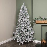 Samuel Alexander 7ft (2.1m) Snow Flocked Artificial Christmas Tree with Green Metal Stand & 655 Tips