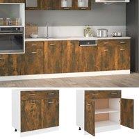 Berkfield Home Drawer Bottom Cabinet Smoked Oak 80x46x81.5 cm Engineered Wood in Brown