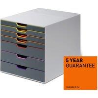 Durable Varicolor Desktop Organiser 7 Drawer Colour Coded Modular Storage - A4+ | Size: Small