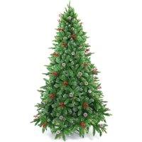 Shatchi Christmas Stockholm Pine Artificial Designer Tree Berries & Frosted Cones Mixed in Green | Size: 5ft