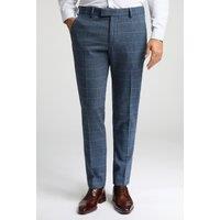 Antique Rogue Men's Slim Fit Check Tweed Trousers in Blue | Size: 30R