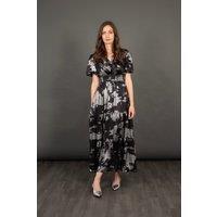 Sarta Women's Roxy Tiered Maxi Dress - Black/Silver, Metallic Oil Slick in Black | Size: 12-14