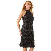 Dusk Halter Neck Tassel Trapeze Dress