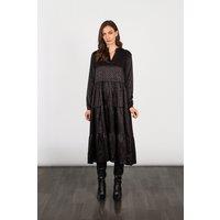 Sarta Women's Frankie Leopard Print Tiered Midi Dress - Black | Size: Small