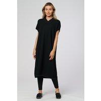 Saloos Women's Knitted Midi V-neck Dress in Black | Size: 14