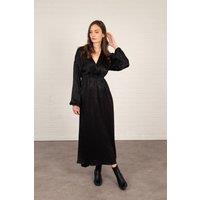 Sarta Women's Ruby Metallic Black Faux Wrap Maxi Dress | Size: Large