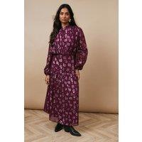 Oasis Women's Metallic Jacquard Ladder Insert Midi Dress in Pink | Size: 10