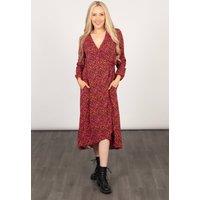 Sarta Women's Parker Fuchsia Spotted Long Sleeve Midi Wrap Dress | Size: Small