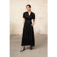 Sarta Women's Roxy Tiered Maxi Dress - Black, Metallic in Black | Size: 12-14