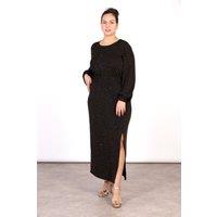 Sarta Women's Bronze Glitter Bodycon Long Sleeve Midi Dress | Size: Medium