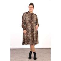 Sarta Women's Neutral Leopard Print Mini Skater Dress in Natural | Size: Large