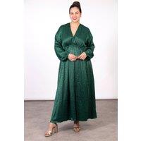 Sarta Women's Green Leopard Print Faux Wrap Maxi Dress | Size: Large
