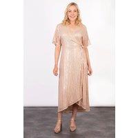 Sarta Women's Liv Midi Wrap Dress - Gold, Sequin in Gold | Size: Small