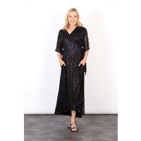 Sarta Women's Liv Midi Wrap Dress - Black, Sequin in Black | Size: Small