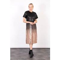 Sarta Women's Celeste Bronze Ombre Sequin Midi T-Shirt Dress | Size: Medium