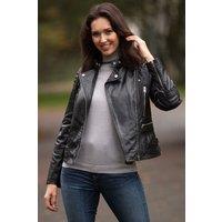 Brampton London Women's 'B Soho' Real Leather Biker Jacket in Black | Size: 10