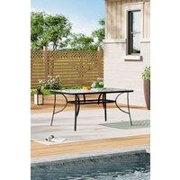 Tempered Glass Outdoor Coffee Dining Table with Parasol Hole