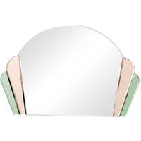 Melody Maison Pink & Green Glass Art Deco Arch Fan Wall Mirror 71cm X 46cm | Size: 71 cm X 46 cm