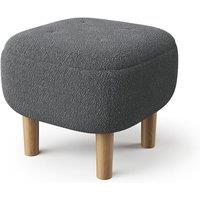 Grey Footstool Pouffe Stool with Wooden Legs