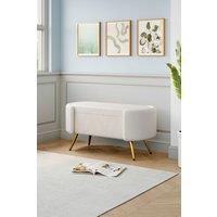 White Luxurious Sherpa Upholstered Accent Bench
